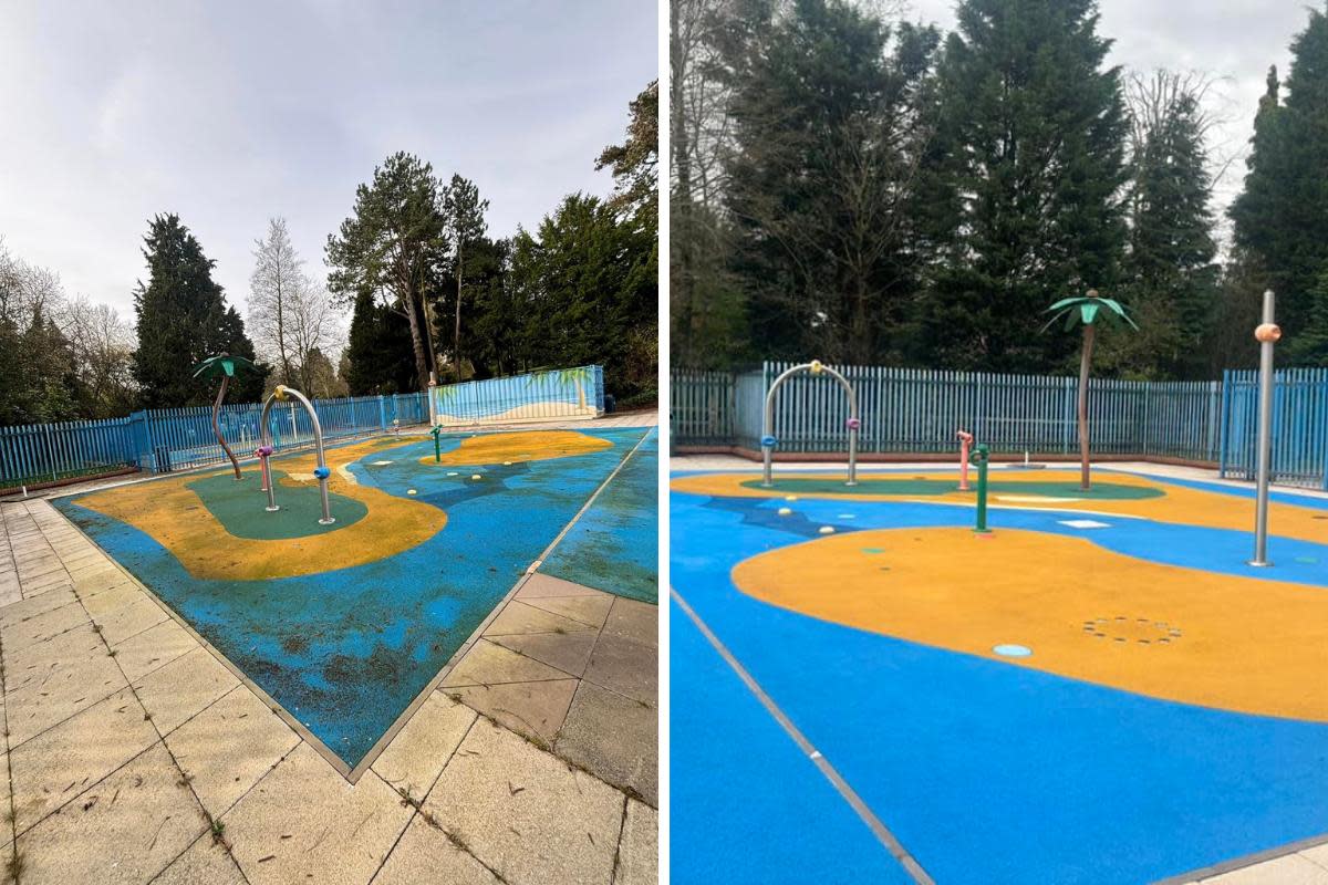 Before and after cleaning at the Droitwich Spa Lido <i>(Image: M&D JetClean)</i>