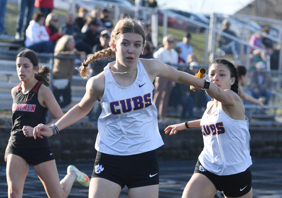 Nevada's Ava Vanderheyden (front) is back for her junior season of girls track and field in 2024. Vanderheyden was part of the Cub girls 4x800 relay team that qualified for state last season.