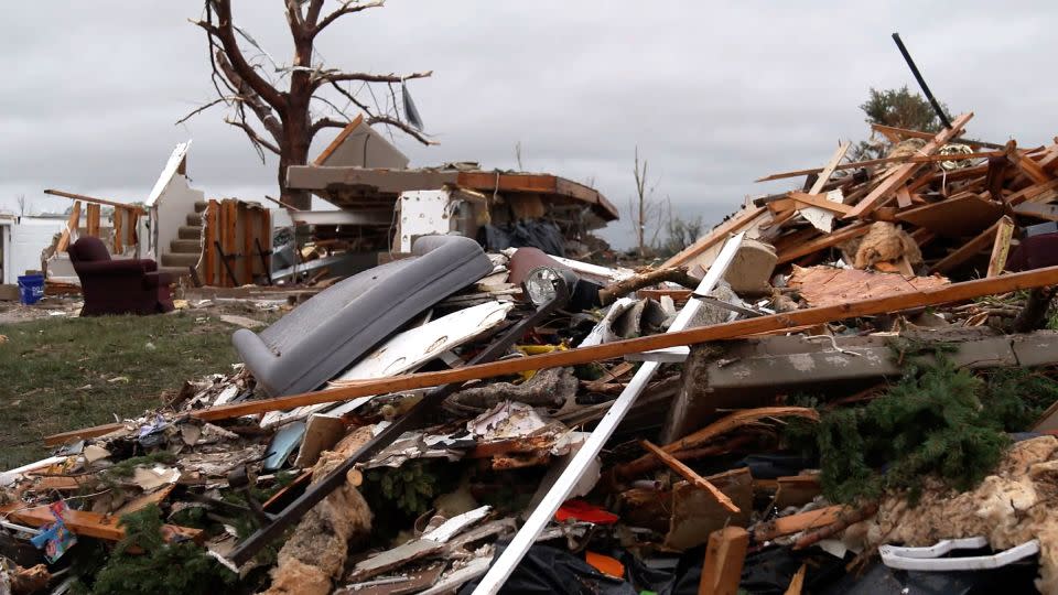 Storm damage is seen near the Slatten brothers' home. - Maya Blackstone/CNN