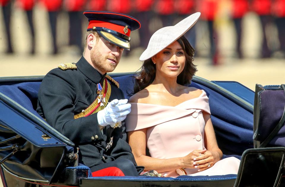 Harry Duke of Sussex and Meghan Duchess of Sussex attend Trooping The Colour