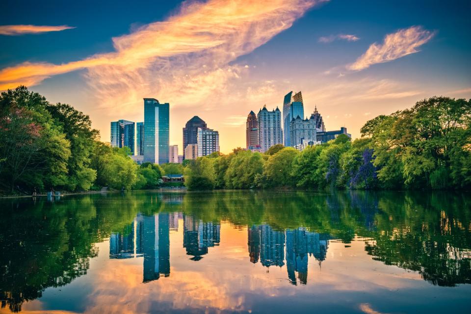 Atlanta skyline at sunset.