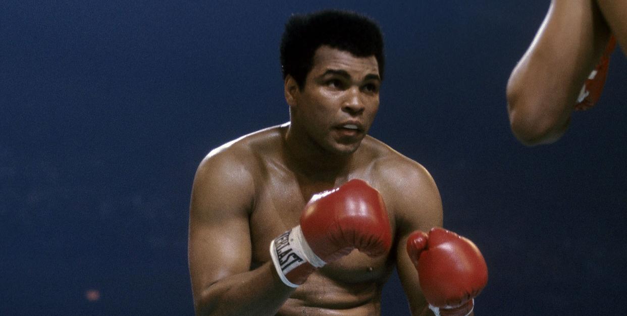 Muhammad Ali in the boxing ring, 1977