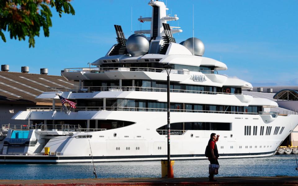 The superyacht Amadea is moored in Honolulu - AP Photo/Audrey McAvoy