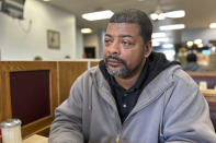 City resident Jeffrey Bulls is interviewed at a restaurant on Tuesday, March 12, 2024, in Saginaw, Mich. Once a staunch Democratic voter, Bulls said that he has become disenchanted by both major political parties and isn't sure if he will vote in the upcoming election. (AP Photo/Mike Householder)