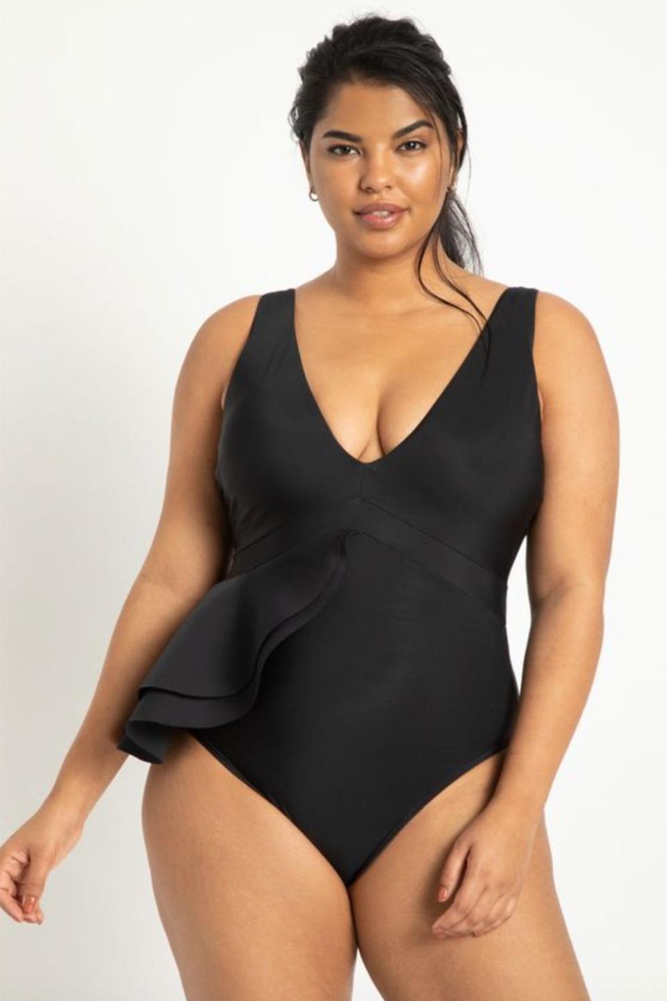 Asymmetric Peplum Swimsuit