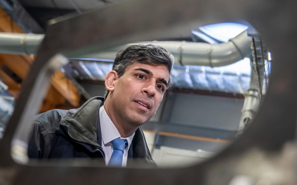 Rishi Sunak, the Prime Minister, during a visit to BAE Systems