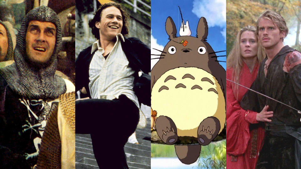 'Monty Python and the Holy Grail', '10 Things I Hate About You;, 'My Neighbour Totoro' and 'The Princess Bride'. (Credit: LMPC/Getty/Buena Vista/Ghibli/Fox)