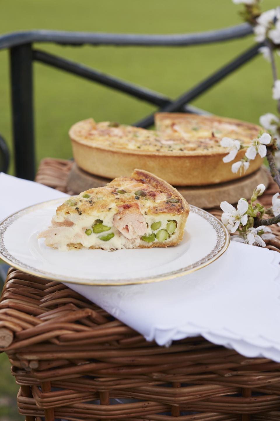 Flaked Salmon, Broad Bean and Tarragon Quiche