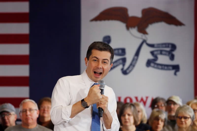 Democratic 2020 U.S. presidential candidate Buttigieg speaks during a campaign town hall meeting in Newton, Iowa