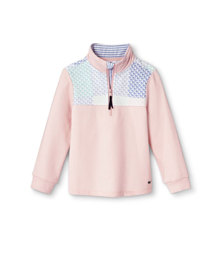 Vineyard Vines for Target Girls’ 1/4 Zip Pullover Patchwork Whale Sweatshirt (Photo: Target)