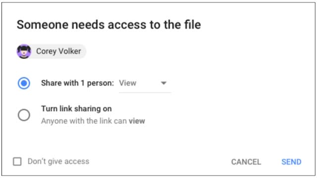 Access checker prompt in Google Drive