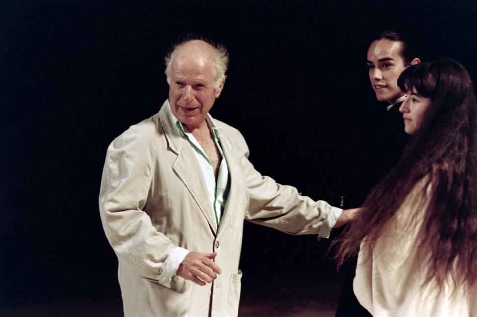 Brook gives instructions to his actors during a 1991 rehearsal of ‘The Tempest’ (AFP/Getty)
