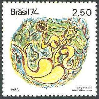 Iara in an official commemorative stamp by the Brazilian post office (1974)
