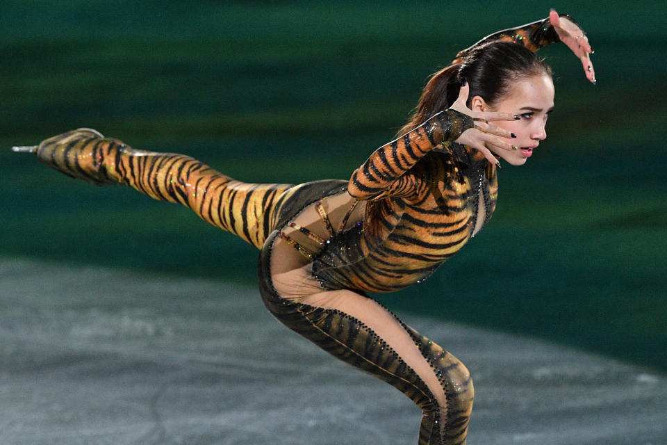 <p>Russia’s Alina Zagitova performs during the figure skating gala event during the Pyeongchang 2018 Winter Olympic Games at the Gangneung Oval in Gangneung on February 25, 2018. / AFP PHOTO / Mladen ANTONOV (Photo credit should read MLADEN ANTONOV/AFP/Getty Images) </p>