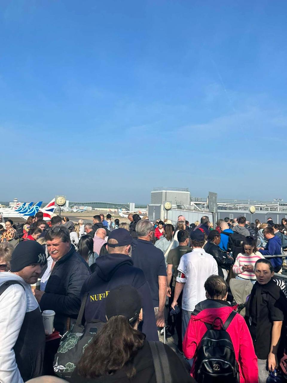 London Gatwick’s South Terminal was evacuated causing travel chaos for departing passengers (Kevin Edger)