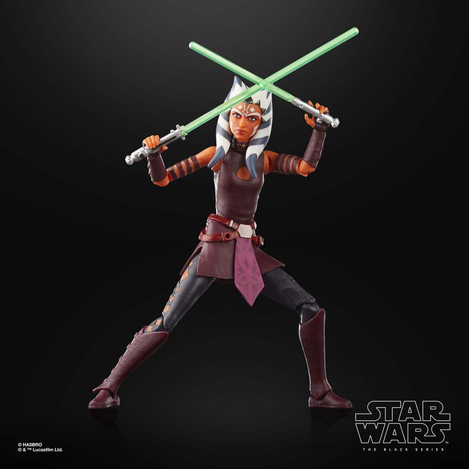 The Black Series Ahsoka Tano action figure posed against a black background