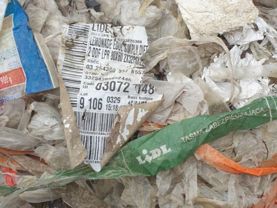 Plastic packaging from Lidl (pictured) was the most prevalent of the foreign waste collected from a sea of trash in a township of Yangon (Supplied to The Independent)