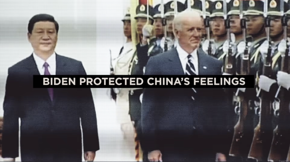 A screengrab from a recent Trump campaign advertisement attacking Joe Biden over his record on China.