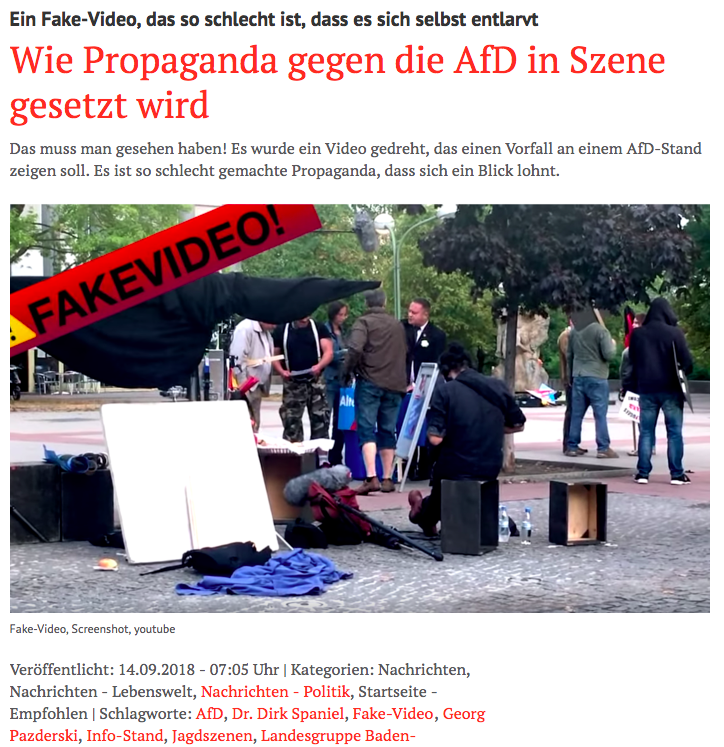Der AfD-nahe Blog „freiewelt.net“ berichtete noch am Tag nach der Aufdeckung von Propaganda. (Bild: Screenshot/freiewelt.net)