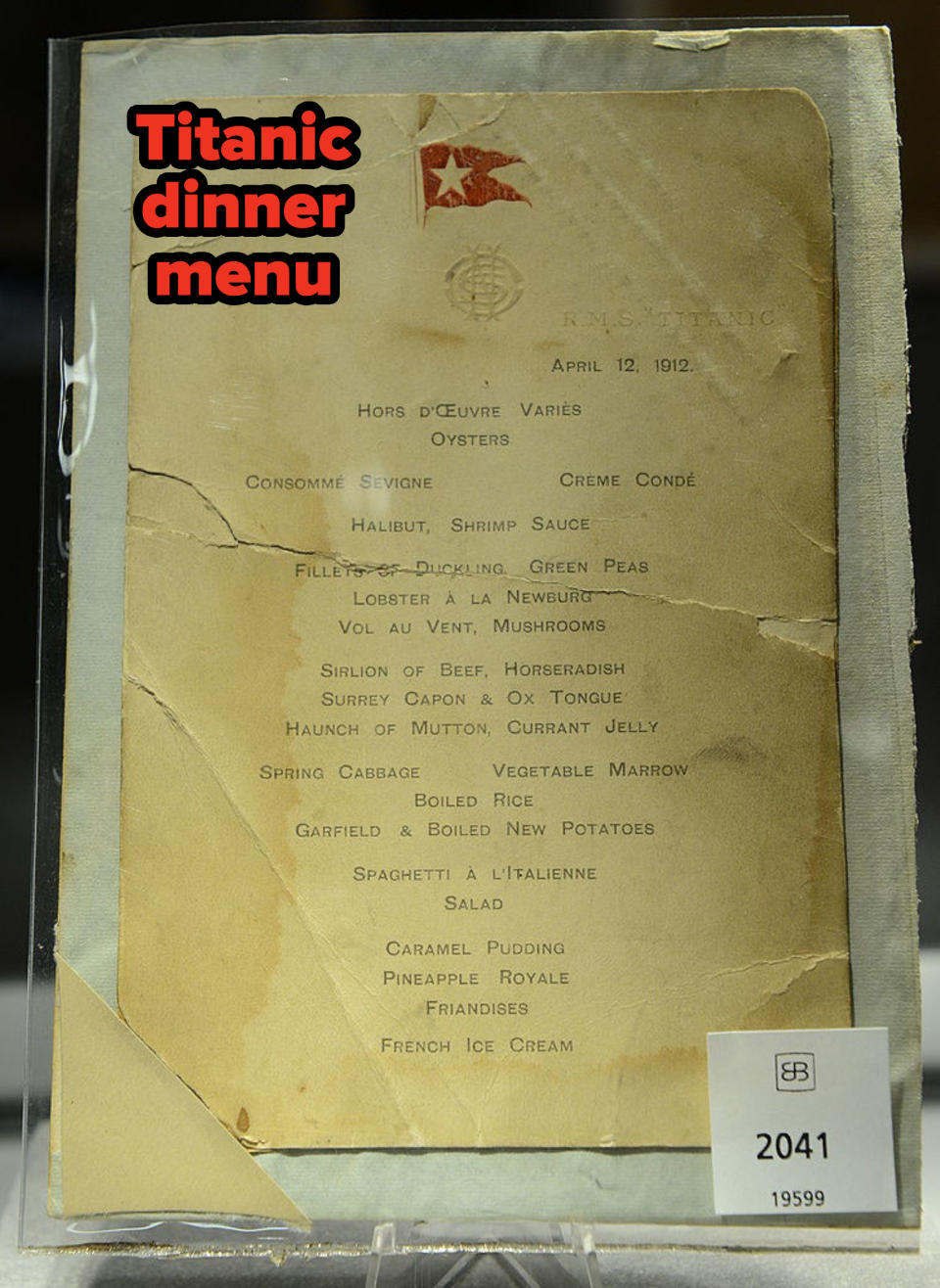 A menu from the Titanic