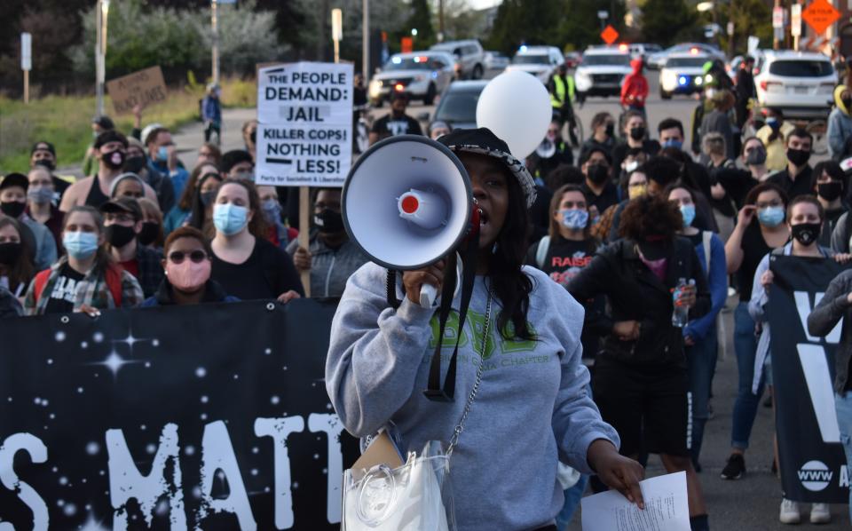 Demonstrators gathered Tuesday at Pittsburgh's Freedom Corner to celebrate and reflect on the Derek Chauvin guilty verdict before marching throughout the city.