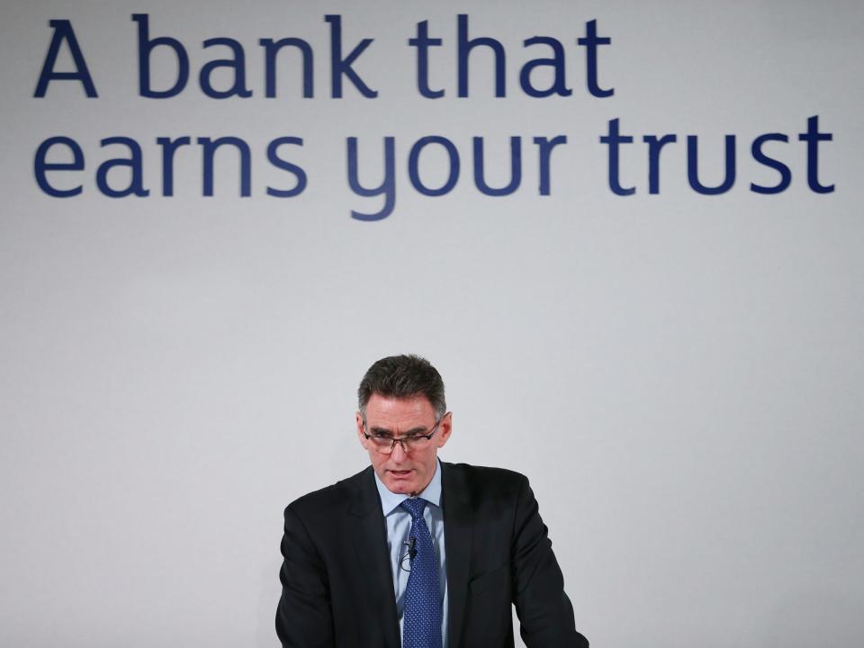 Ross McEwan, Chief Executive of RBS (Royal Bank of Scotland) speaks to reporters and investors on February 27, 2014 in London, England.