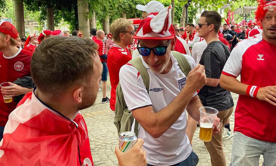 <span>The Guardian’s very own Ed Aarons enjoys the fan zone experience.</span><span>Photograph: a</span>