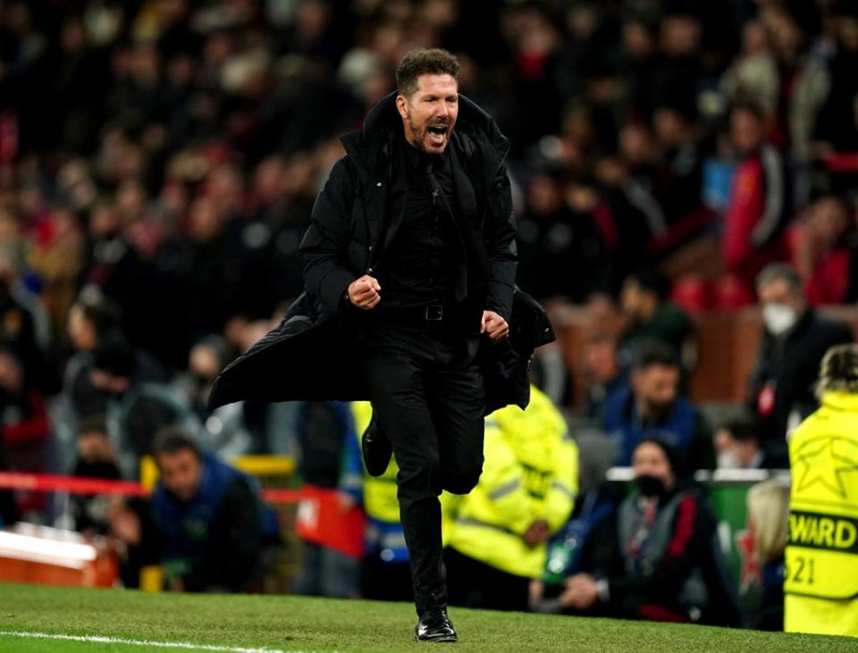 Diego Simeone runs off in celebration (Martin Rickett/PA) (PA Wire)