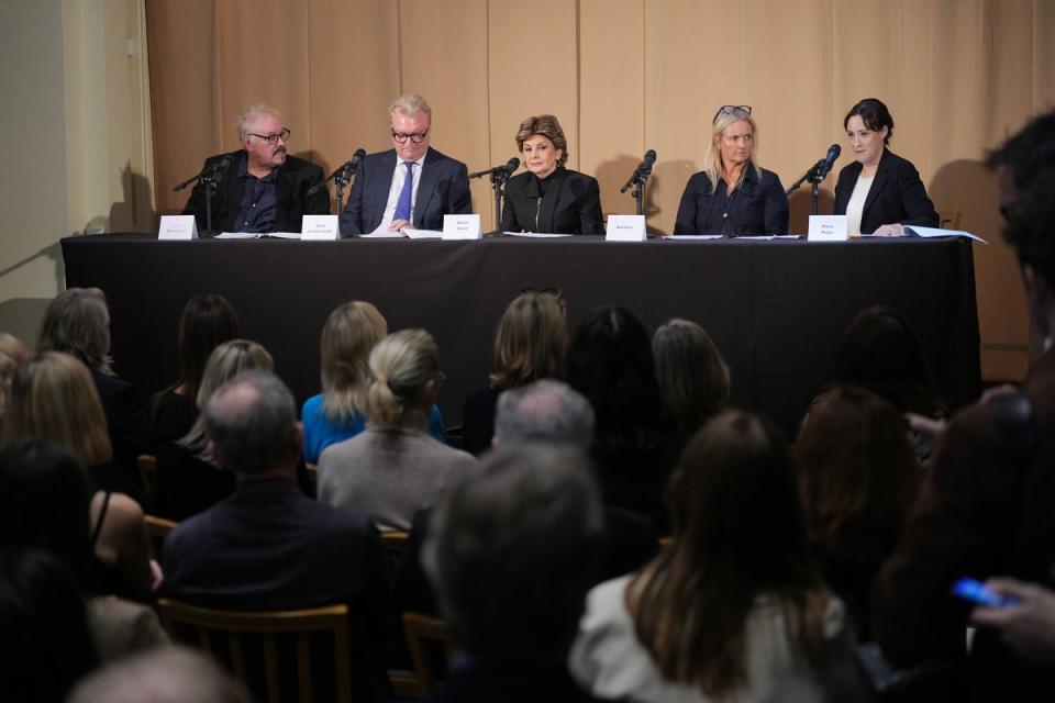 The legal team, barrister Bruce Drummond, Dean Armstrong KC, attorney Gloria Allred, Natacha, and barrister Maria Mulla (Yui Mok/PA Wire)