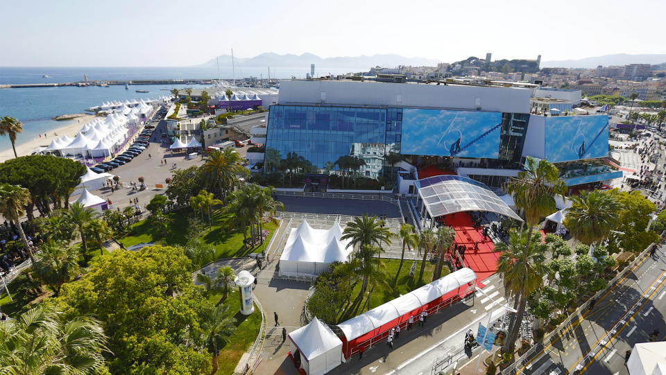 Atmosphere ahead of the 75th Cannes Film Festival held at the Palais des Festivals in Cannes, France.