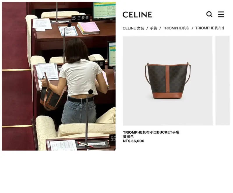 ▲CELINE 帆布小型BUCKET手袋（圖／翻攝自台北松信資深綠吱臉書）