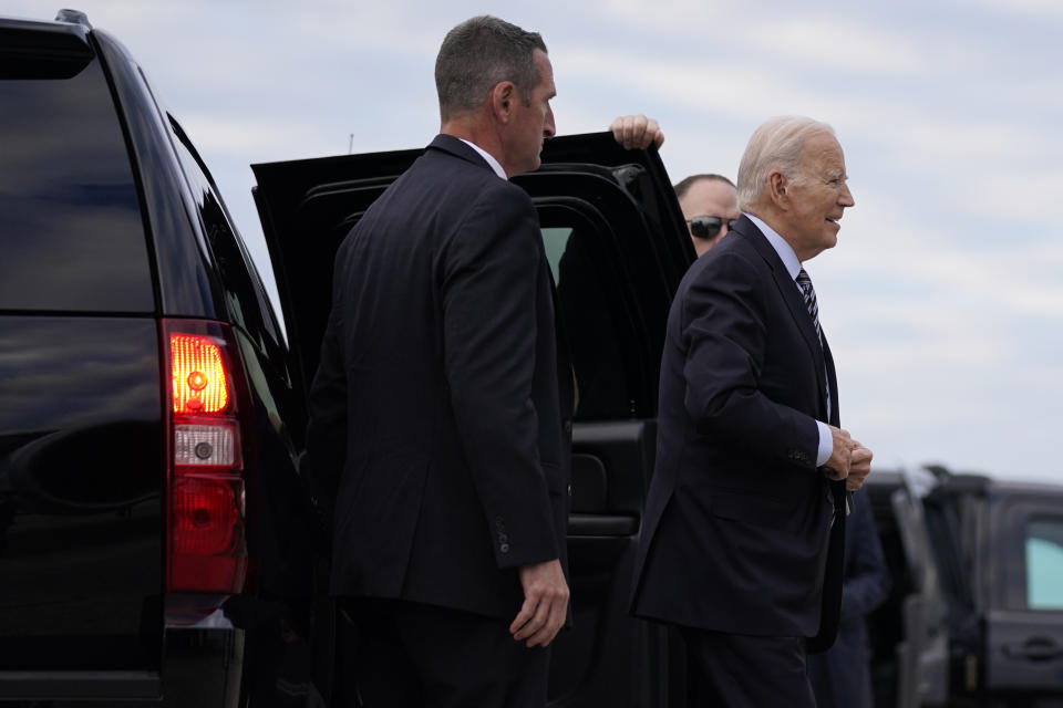 President Joe Biden arrives to board Air Force One for a trip to Israel, Tuesday, Oct. 17, 2023, at Andrews Air Force Base, Md. (AP Photo/Evan Vucci)