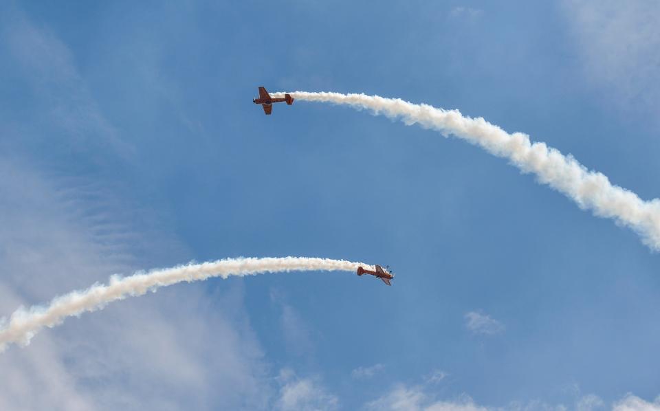 The Twin Tiger Aerobatic Team performs during a past Planes, Tunes and BBQ festival in Tavares,