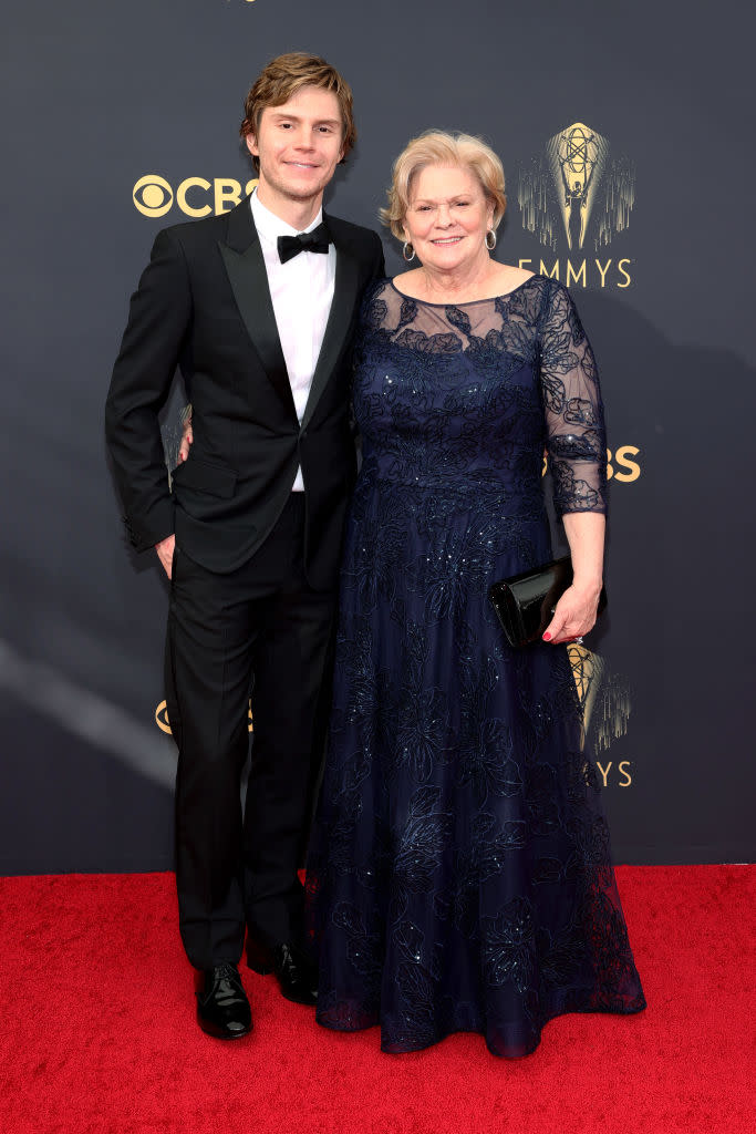 Evan Peters and his mom, Julie Peters, attend the 73rd Primetime Emmy Awards on Sept. 19 at L.A. LIVE in Los Angeles. (Photo: Rich Fury/Getty Images)

