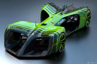 <p>This is the <strong>Roborace </strong>driverless racing car, powered by US graphics processor giant <strong>Nvdia</strong>. Each Roborace consists of 10 teams running identical cars powered by Nvdia’s <strong>Drive PX2 </strong>chip. Rather than a battle of skill and bravery, it’s a competition of software supremacy.</p>
