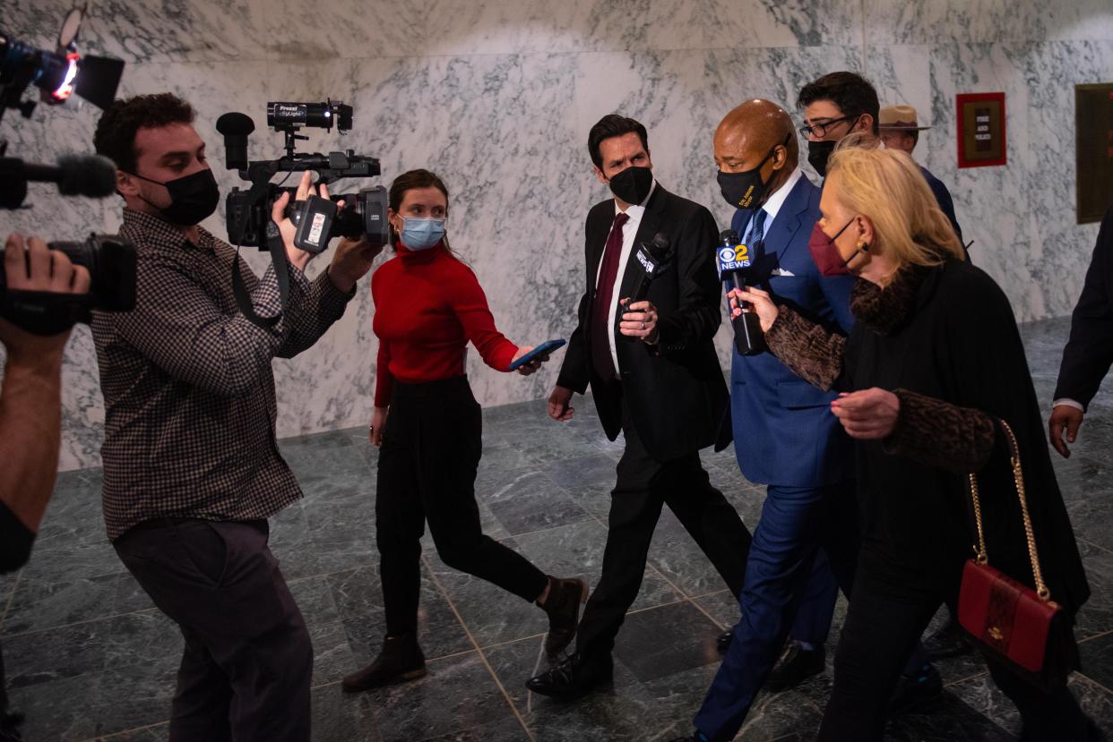 New York City Mayor Eric Adams at the State Capitol on Monday.