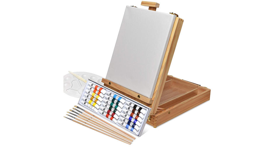 Artina Florenz Box Easel Artists Painting Set with 18 Acrylic Paints 