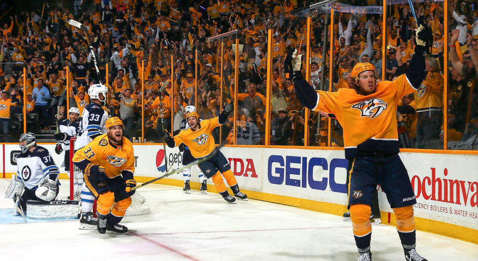 Jets-Predators has been a reminder of why we put up with the NHL at all. (Getty)
