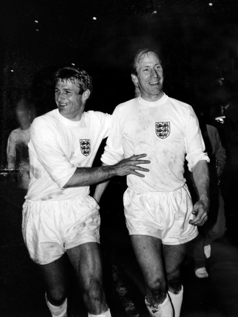 Alongside Bobby Charlton after the European Championship quarter-final in 1968 (Getty)