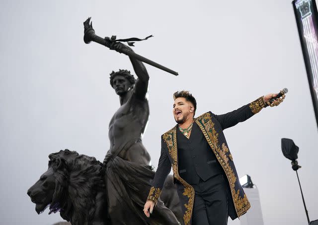 <p>Yui Mok/PA Images via Getty</p> Adam Lambert performs during the Platinum Party at the Palace in June 2022.