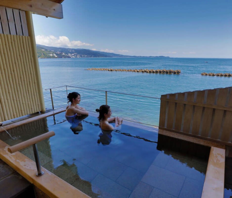 Ajiro Onsen Hiratsuru in Atami: <em>The first shogun, Tokugawa, bathed</em> in the local hot springs here in 1604. <p>Ajiro Onsen Hiratsuru</p>