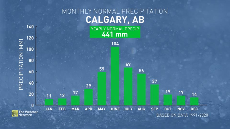 Calgary Monthly Precipitation/rain averages