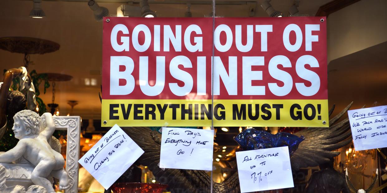 Recession outlook, going out of business, economy