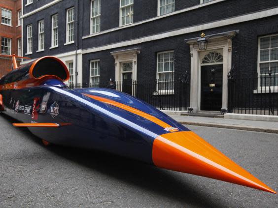 The car displayed at Downing Street, when the team visited David Cameron to demonstrate the project (Andrew Griffin)