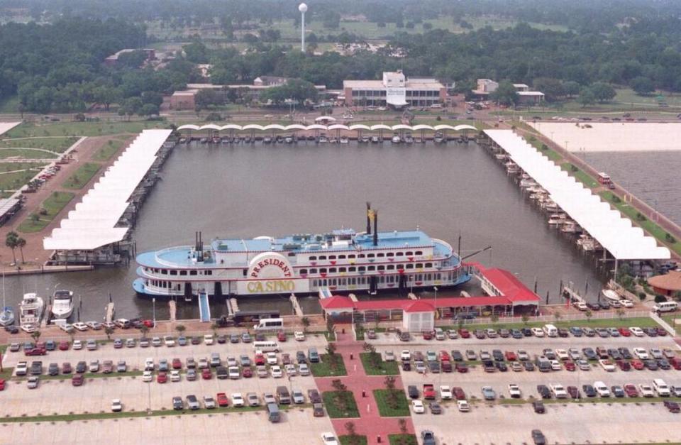 The President Casino at the Broadwater Marina in Biloxi originally was a riverboat. It was later replaced by a barge that was washed away by Hurricane Katrina and never re-opened. Now a $1.1 billion casino resort is proposed for the site.