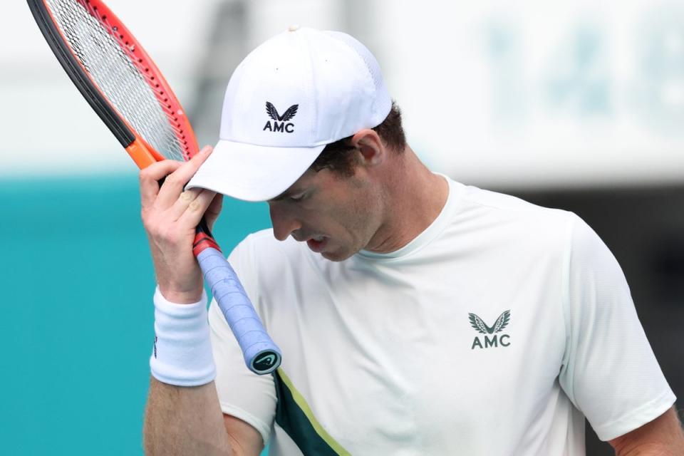 Crashed out: Andy Murray was brushed aside by Dusan Lajovic at the Miami Open  (Getty Images)