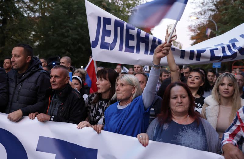 Protest against an allegedly rigged vote, in Banja Luka