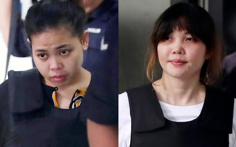 The two year ordeal of the two women accused of murdering Kim Jong Nam is now over - Credit: Daniel Chen/AP