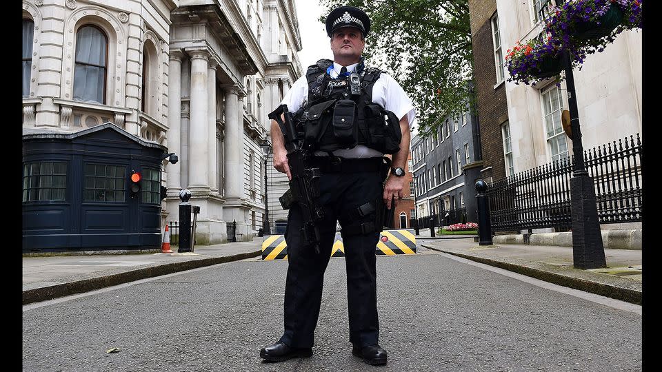 Security was stepped up at a number of London sites, including 10 Downing St. Source: AAP