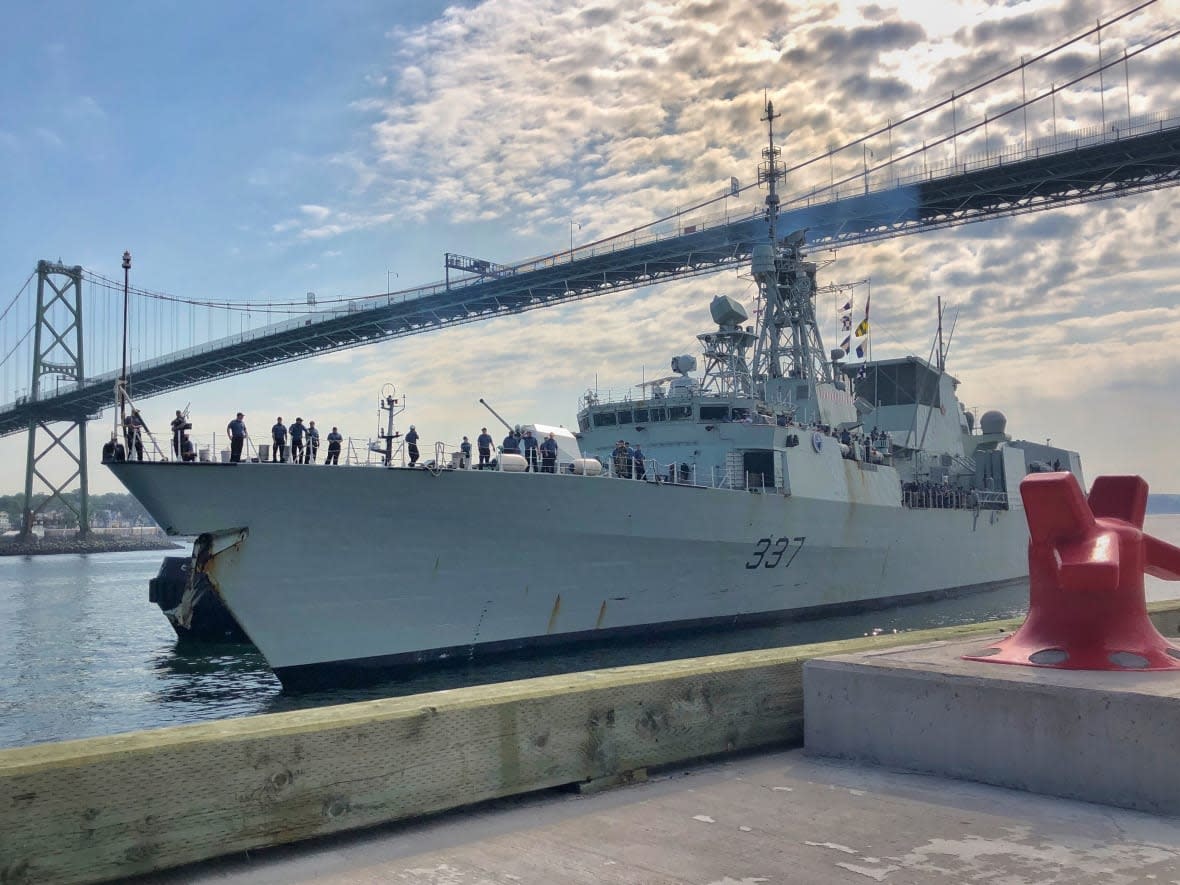 HMCS Fredericton returning to port in Halifax on Tuesday, July 28, 2020. (Brett Ruskin/CBC - image credit)